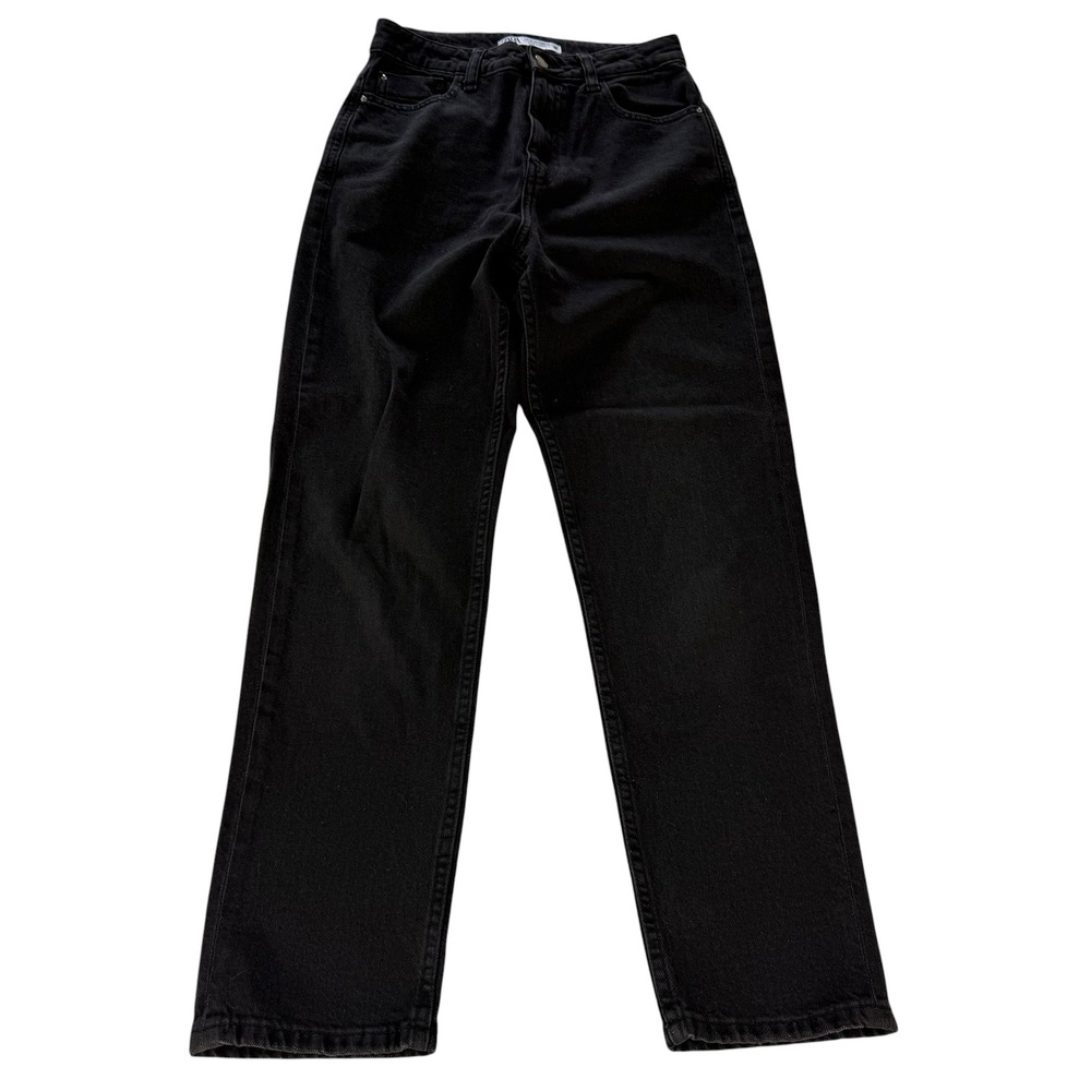 Zara Womens High Waisted Straight Leg Jeans Washed Black Size 4 26 Denim Pants